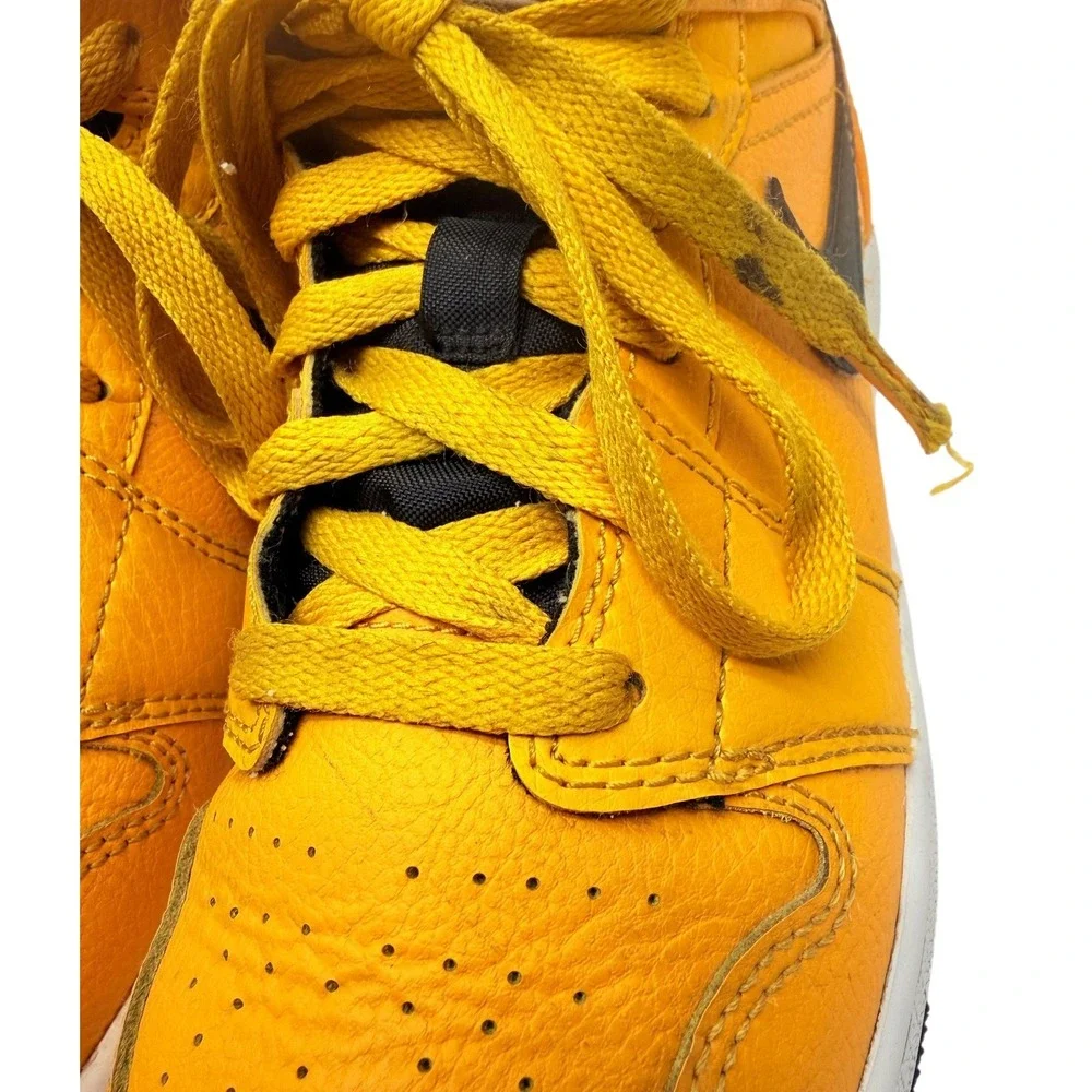 Nike Air Jordan 1 Mid Youth GS‎ Yellow Black Sneakers Size 4Y Athletic Shoes